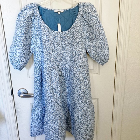Madewell Quilted Puffsleeve Mini Dress 